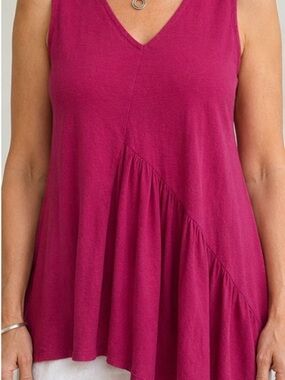 Cut Loose Pink Linen Cotton Sleeveless Tunic Top Size Medium Made in USA